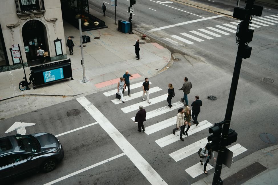 Pedestrian crosswalk marked on a city street